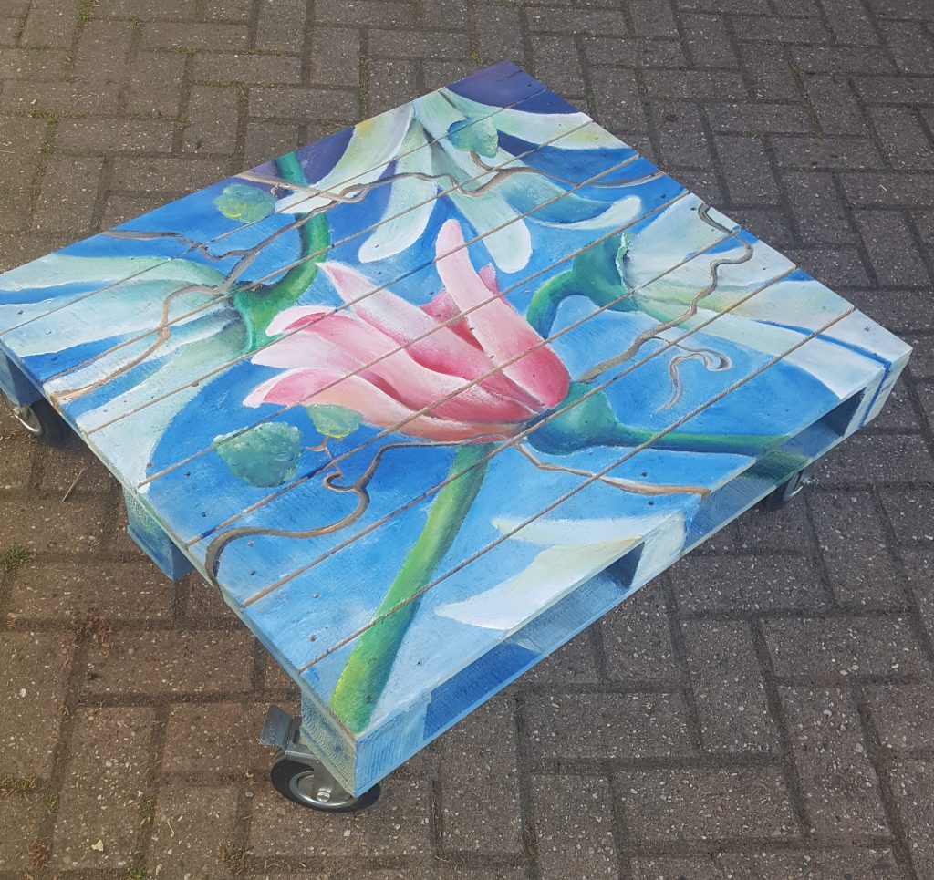 Pallet tafel acryl op hout