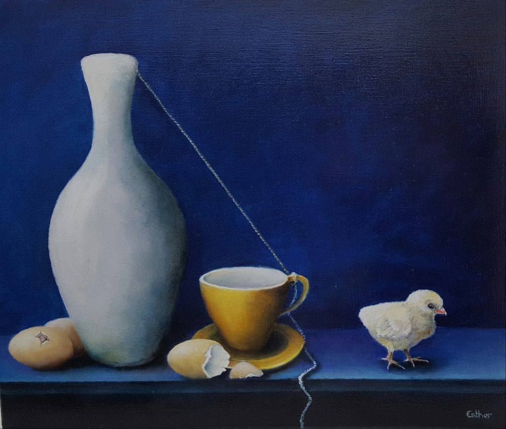 Aan de wandel olieverf op doek 30 x 40
